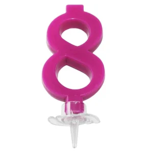 Candelina numero 8 colore fucsia cm7